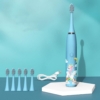 Kép 2/5 - Cartoon Kids Elektromos fogkefe gyerekeknek - 6 db cserélhető fejjel - Kék - Unikornisos