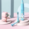 Kép 3/5 - Cartoon Kids Elektromos fogkefe gyerekeknek - 6 db cserélhető fejjel - Kék - Unikornisos