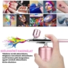 Kép 2/7 - AirBrush Kozmetikai vezeték nélküli hordozható kézi festékszóró pisztoly 0.3 mm-es nano fúvókával - Rózsaszín