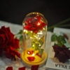 Kép 4/7 - Búrába zárt örökrózsa LED fénnyel - Piros/zöld - 1 rózsa