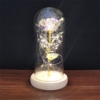 Kép 5/5 - Búrába zárt örökrózsa LED fénnyel - Fehér/arany - 1 rózsa