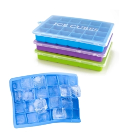 3 darabos szilikon jégkockakészítő-és tartó szett - 6x4 kocka