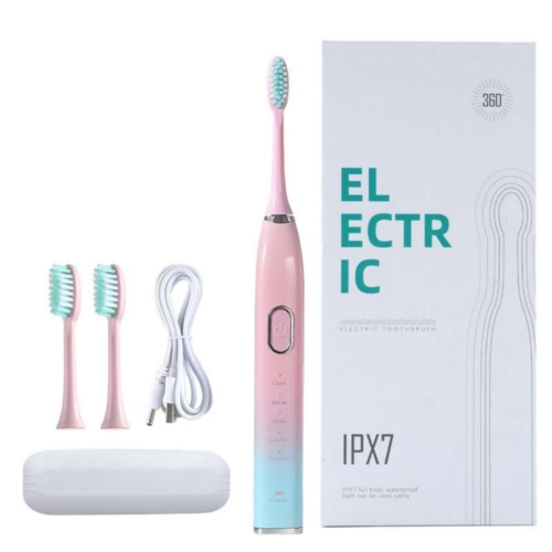 EL-ECTR-IC IPX7 Elektromos fogkefe - 3 db cserélhető fejjel - Rózsaszín - tokkal