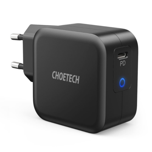 Choetech Q6006 GaN hálózati töltő adapter USB-C 60W PD + kábel USB-C / USB-C 1.8m - fekete