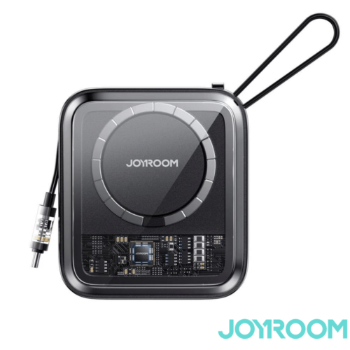 Joyroom Indukciós 22,5W power bank, 10000mAh, beépített USB-C kábellel - jr-l006 - Fekete