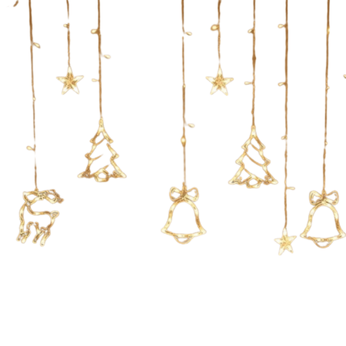Karácsonyi figurás LED fényfüzér - szarvas, harang, fenyőfa és csillag 4 m