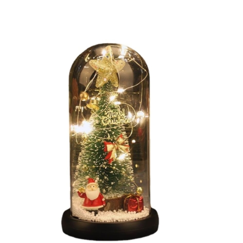 Karácsonyi világító fenyőfa hógömb, mikulással
