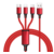 3in1 töltőkábel - C, micro, iOs, USB - piros