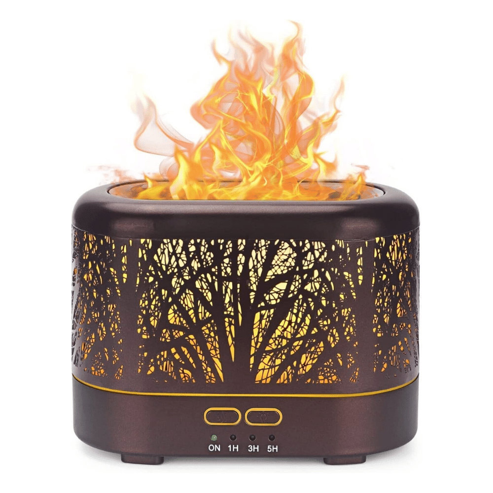 Flame láng hatású diffúzor és aroma párologtató, erdő mintával
